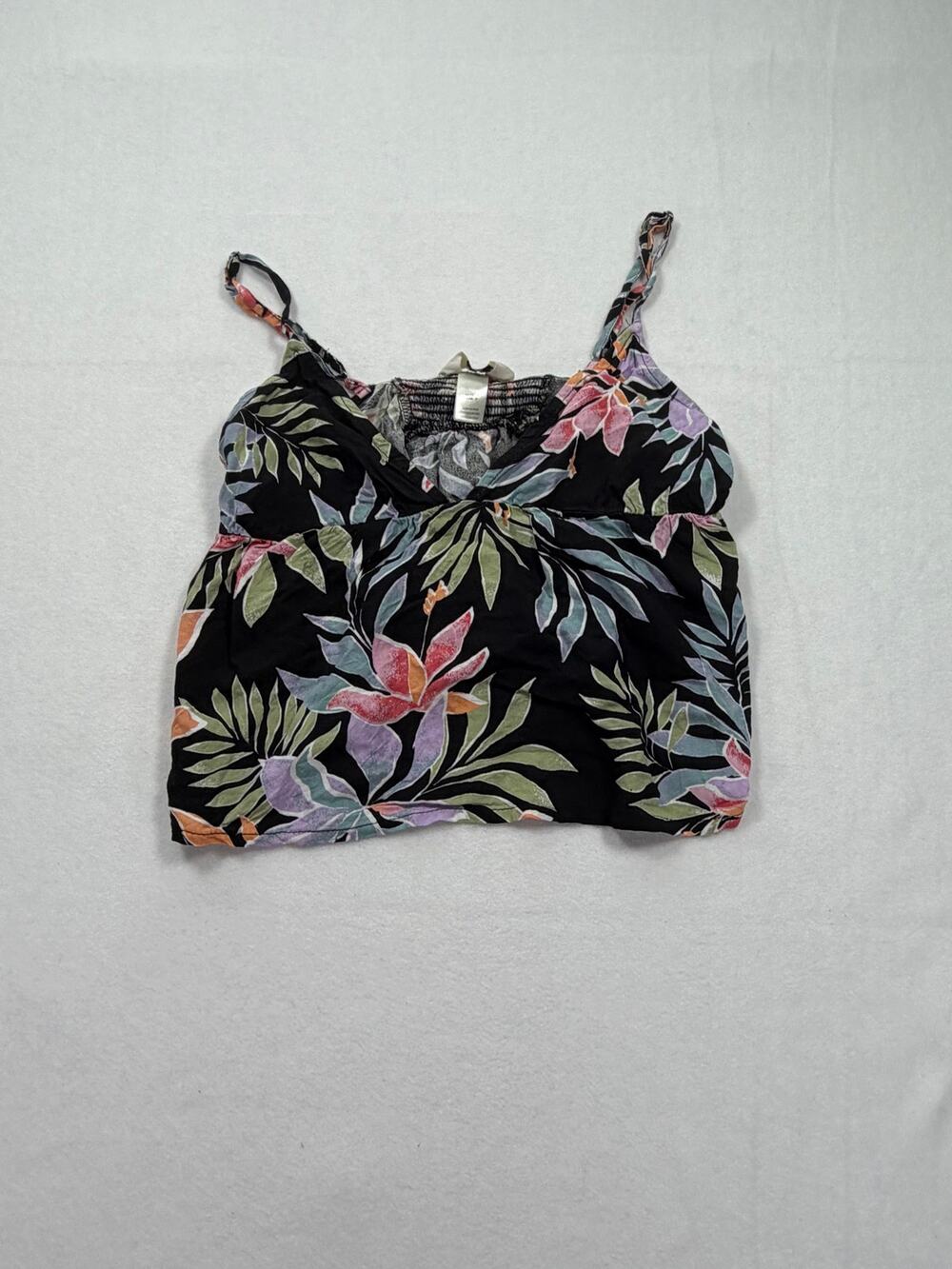 Billabong Floral Tropical Cami Tank Top Women’s XS Black Viscose Beach Boho